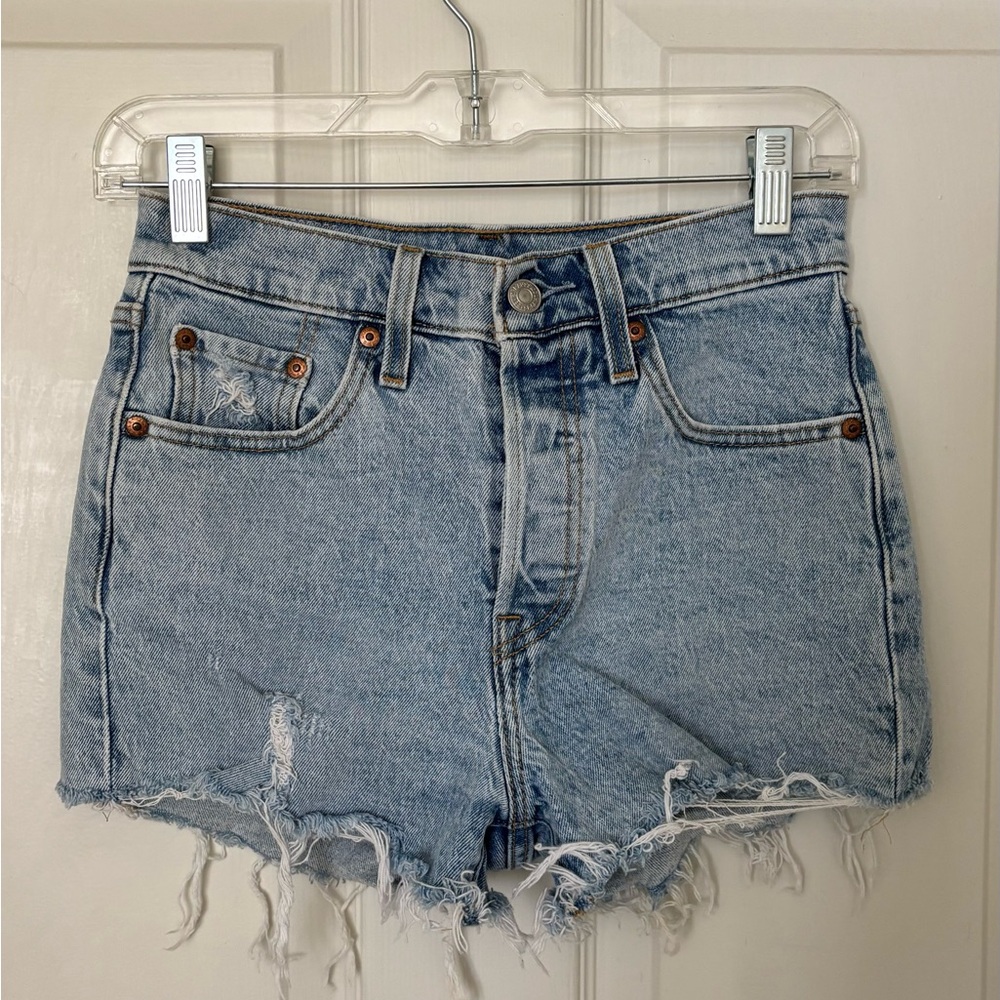 Levi's 501 Original Fit High Rise Distressed Shorts - Size 25